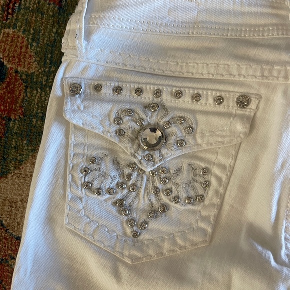 Original LA Idol White Jeans Denim Stretch Boot Cut Pants Size 7 W30 L31 1/2 - Picture 11 of 14